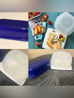 Tupperware Blue Butter Keeper and Small Cheese Keeper